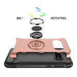 Wholesale Galaxy S10e 360 Rotating Ring Stand Hybrid Case with Metal Plate (Silver)